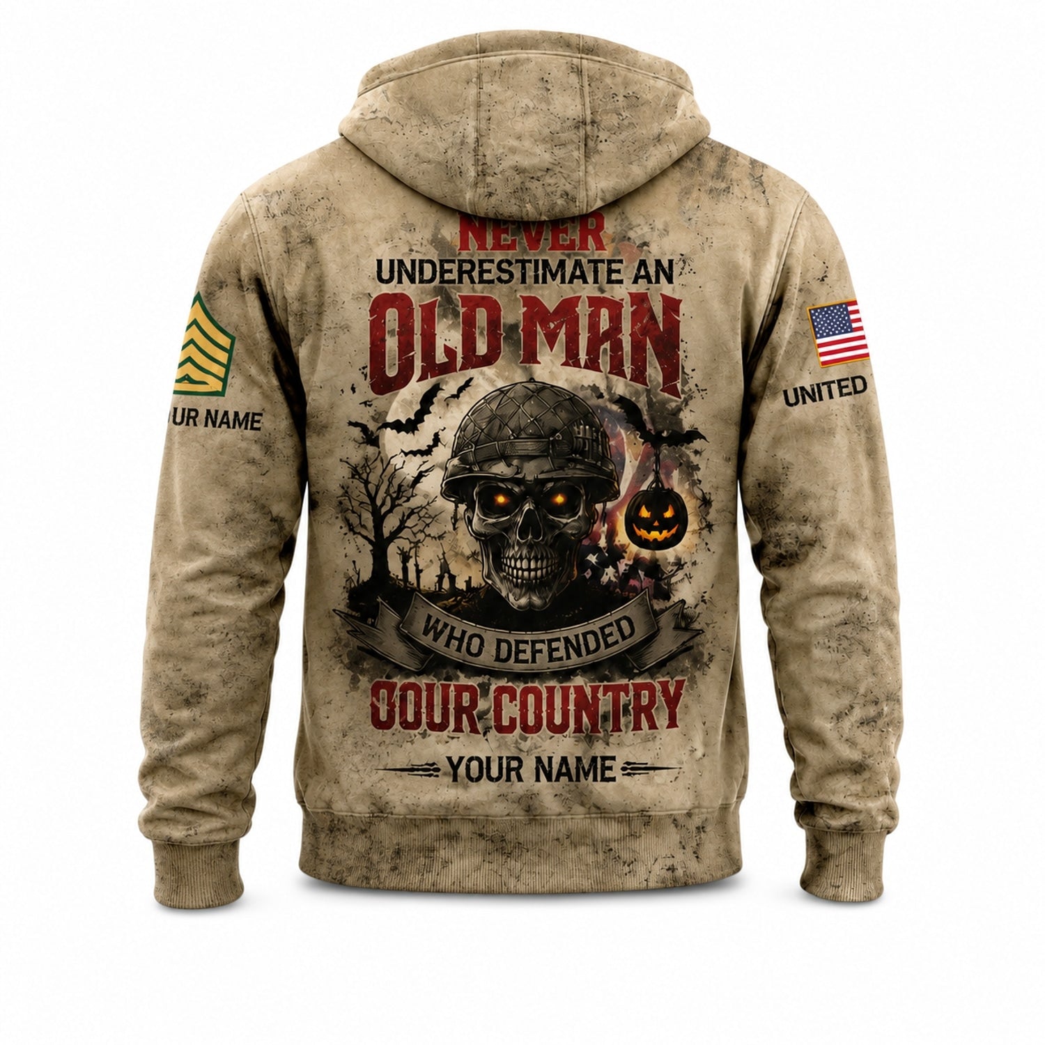 Custom Army Halloween Hoodie Combat Engineer Hoodie Back View