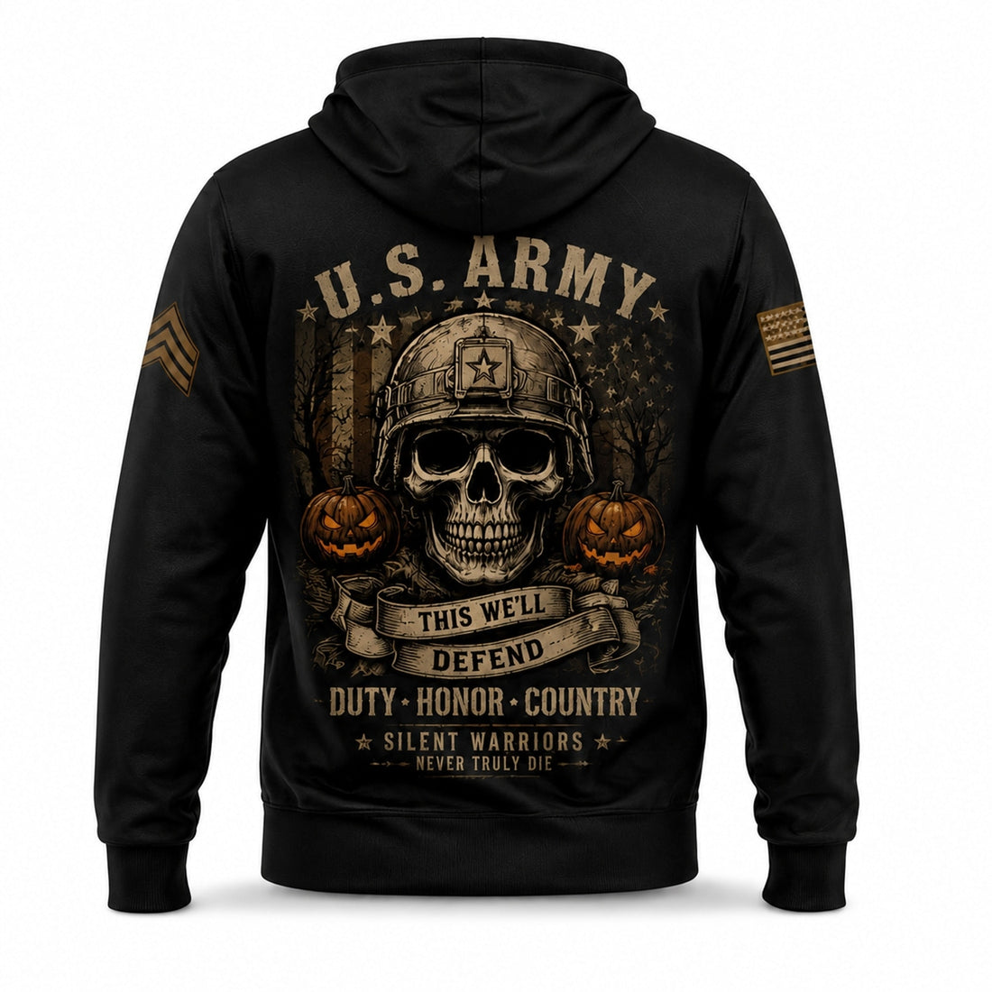 Custom US Army Halloween Skull Hoodie