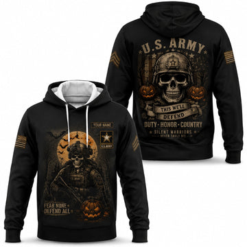 Custom US Army Halloween Skull Hoodie