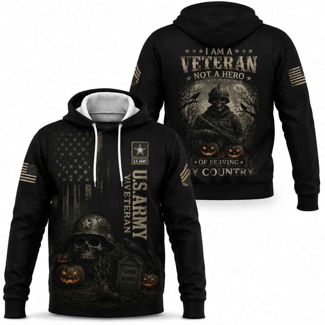 Custom US Army Veteran Halloween Hoodie