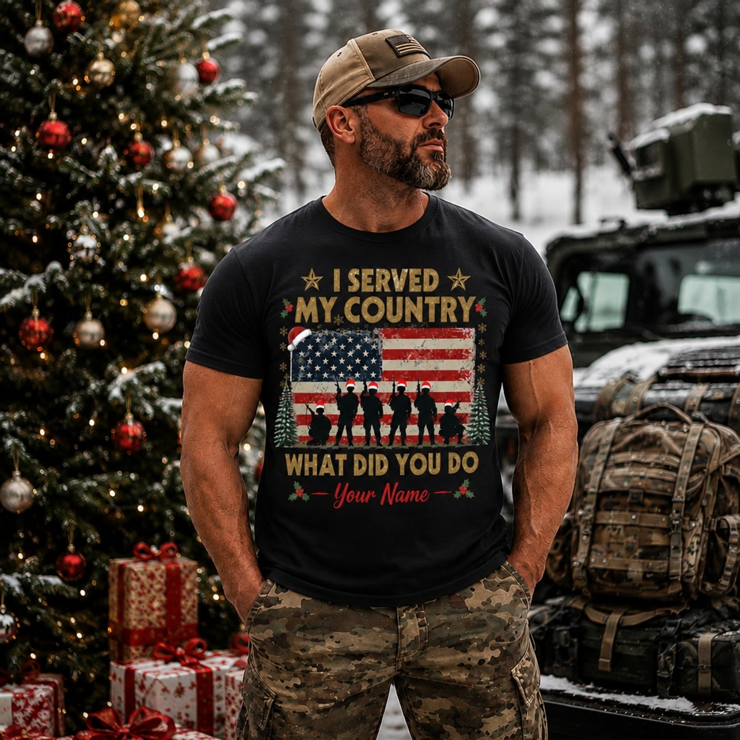 I Served My Country What Did You Do Personalized Veteran Christmas T Shirt Patriotic Military Outdoor Model