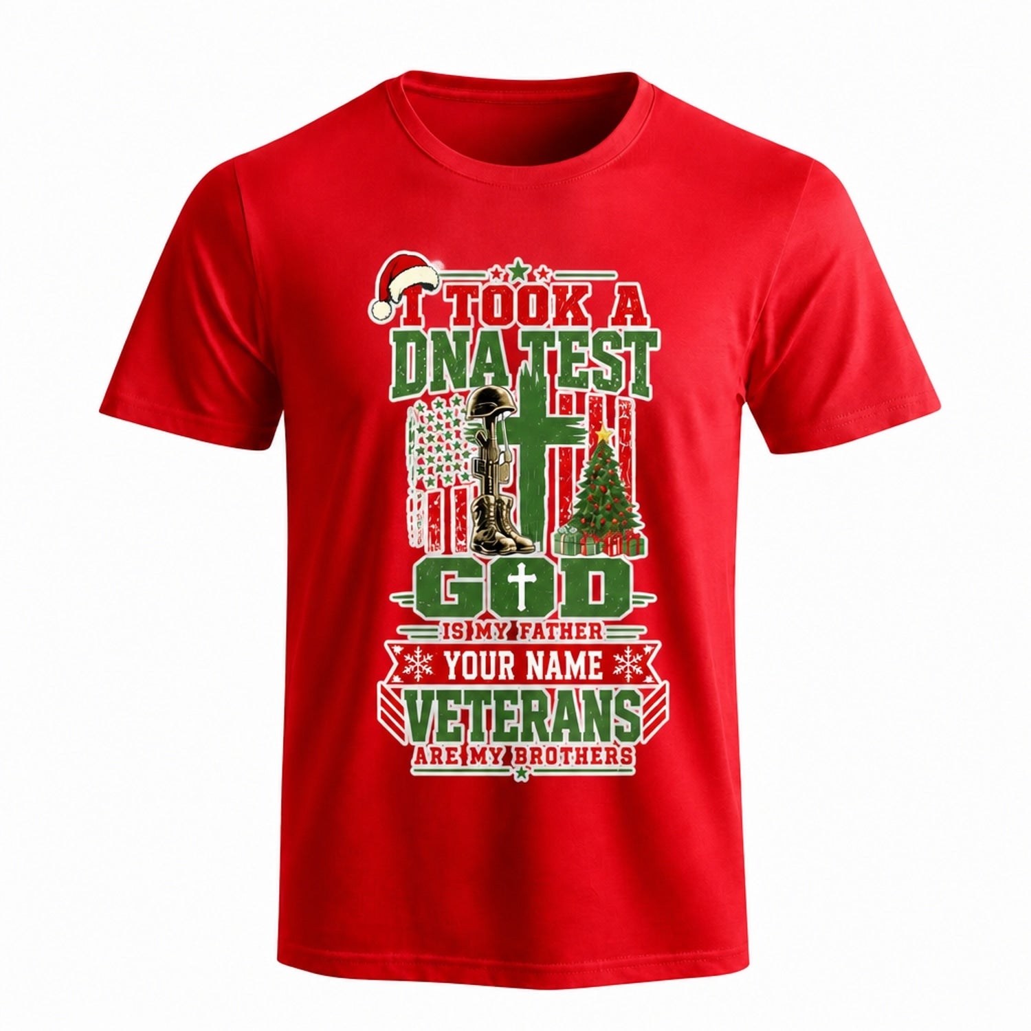 I Took A Dna Test And Found Out I'M 100% Veteran Christmas T Shirt Personalized Funny Military I Took A Dna Test And Found Out I M Front View00 Veteran Christmas T Shirt Personalized Funny Military Red Front View