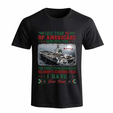 Less Than 1% Of Americans Have Served Aircraft Carrier Veteran Christmas T Shirt Personalized Less Than Front View OF Americans Have Served Aircraft Carrier Veteran Christmas T Shirt Personalized Front View