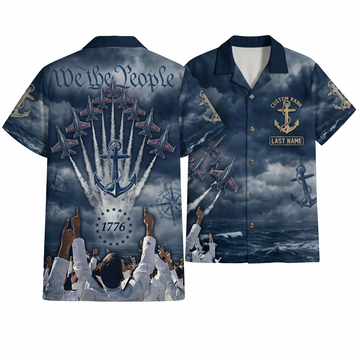 Mens Personalized Navy Blue Angels Hawaiian Shirt Sky Sentinels Edition Flat Layout