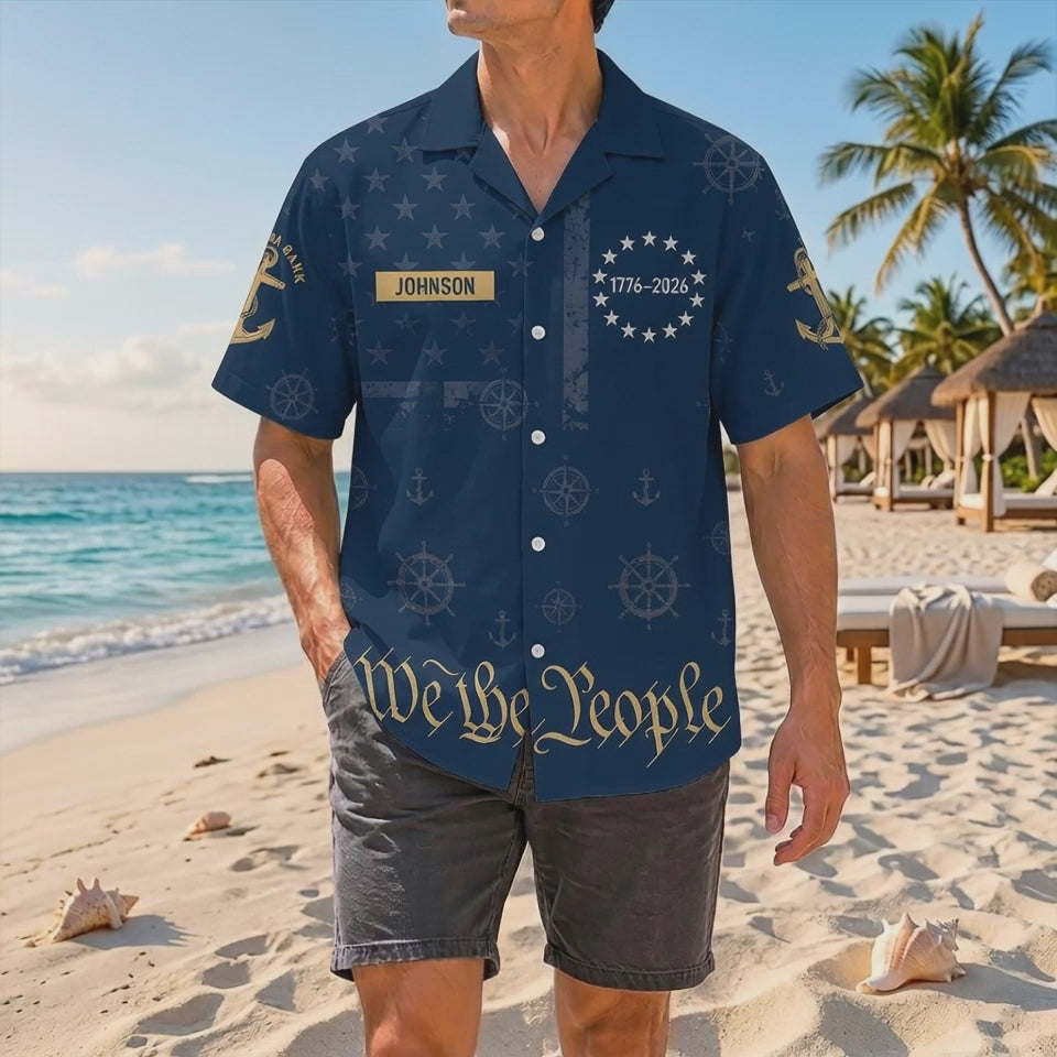 Official Product Showcase Video: Custom Navy Blue 250th Anniversary We The People Remembrance Hawaiian Shirts