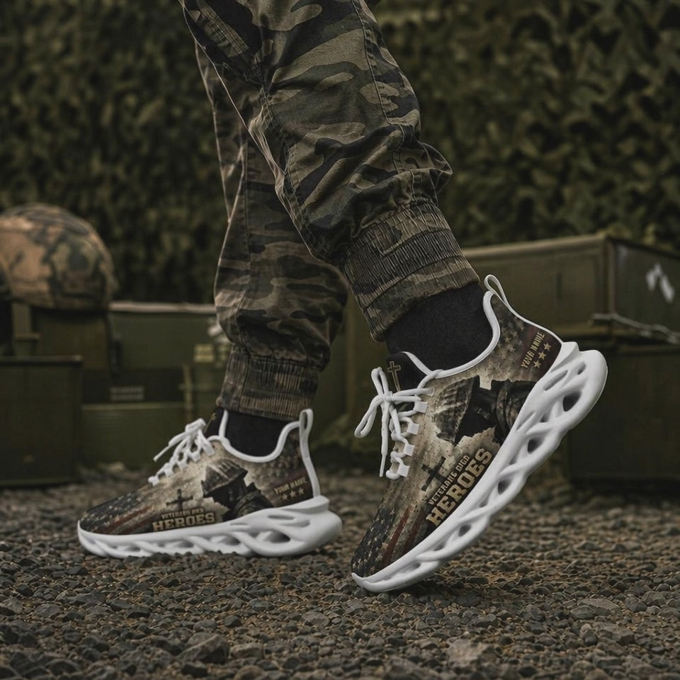 Custom Name Veteran Heroes Memorial Max Soul Shoes, Veteran Sneaker