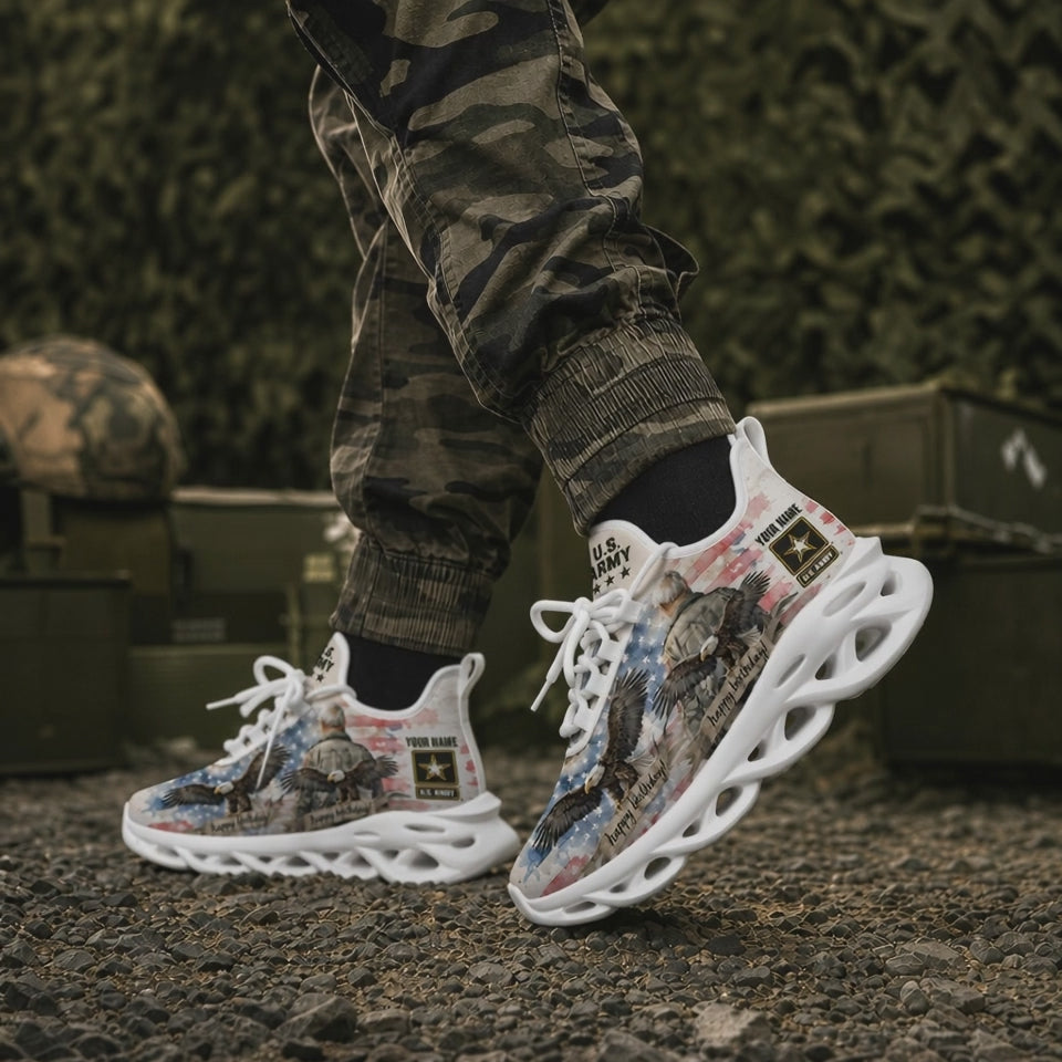 Custom Name US Army Eagle Max Soul Shoes, Veteran Sneaker