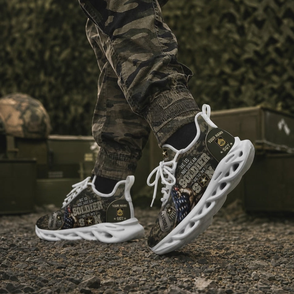 Custom Name Veteran Soldier Tribute Max Soul Shoes, Veteran Sneaker