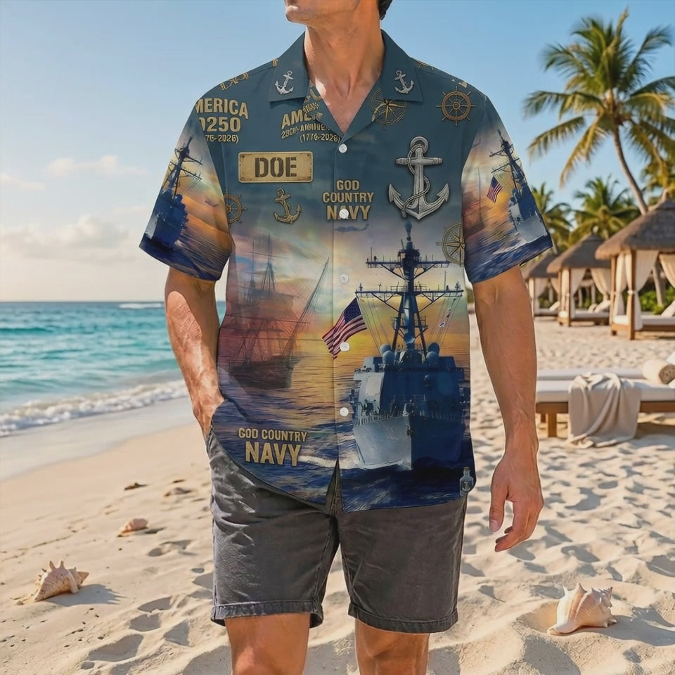 Official Product Showcase Video: Custom Navy Veteran Hawaiian Shirts Sunset Fleet Edition