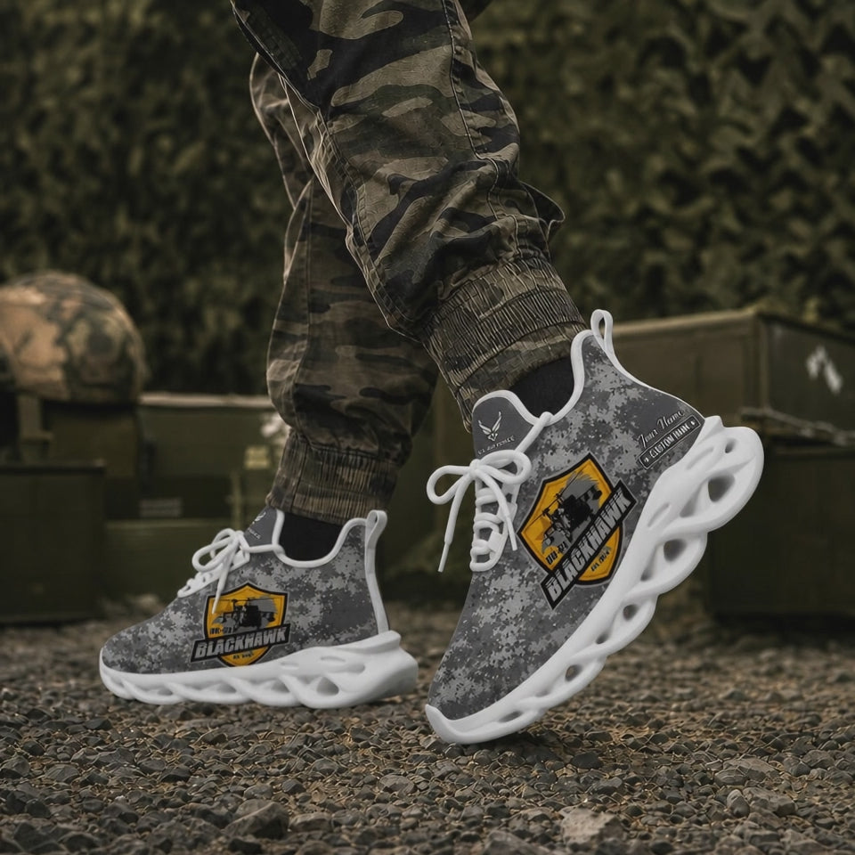 Custom Name Black Hawk Veteran Max Soul Shoes, Veteran Sneaker