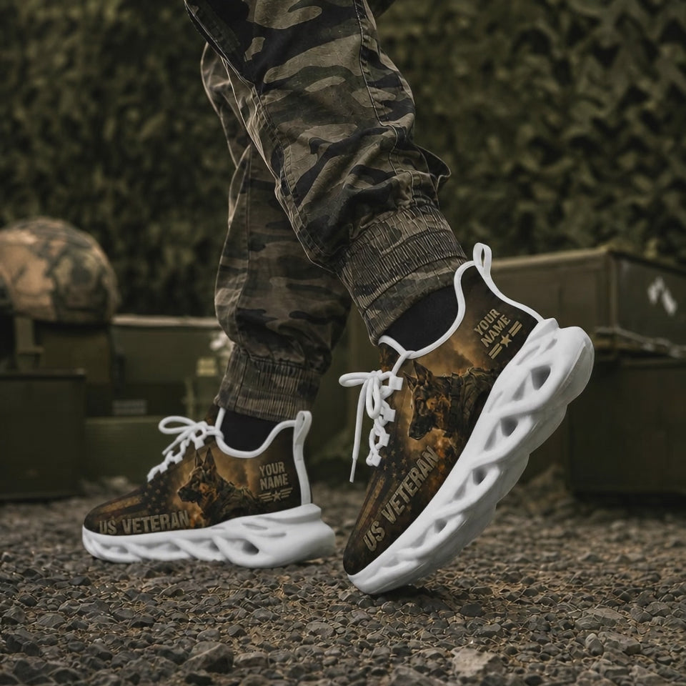Custom Name US Veteran Mountain Flag Max Soul Shoes, Veteran Sneaker