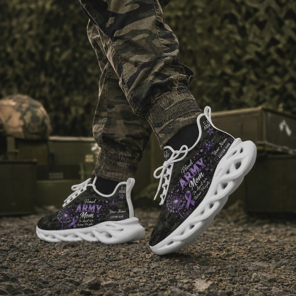 Custom Name Proud Army Mom Max Soul Shoes, Veteran Sneaker