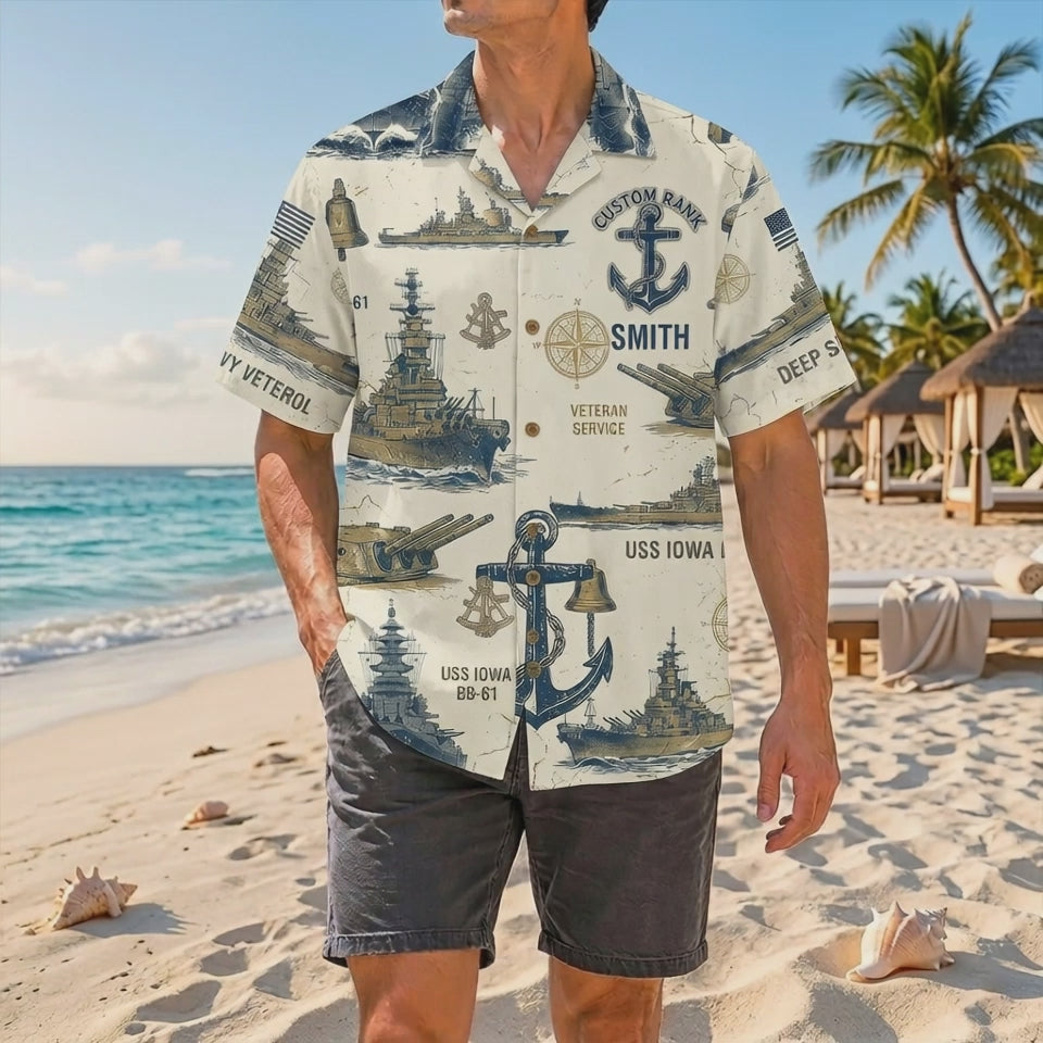 Official Product Showcase Video: Custom Navy Veteran USS Iowa BB-61 Hawaiian Shirts