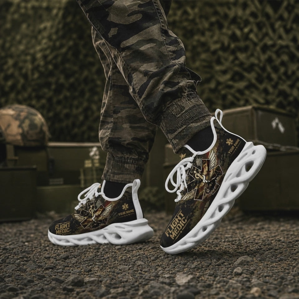Custom Name Flight Medic Helicopter Max Soul Shoes, Veteran Sneaker
