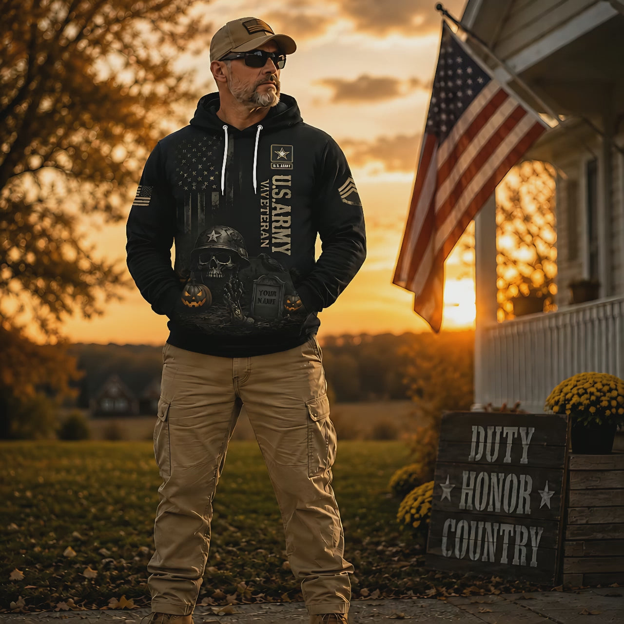 Custom US Army Veteran Halloween Hoodie