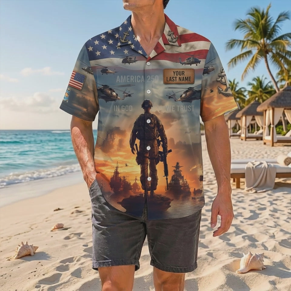 Official Product Showcase Video: Custom Navy Veteran God Country Navy 250th Anniversary Hawaiian Shirts
