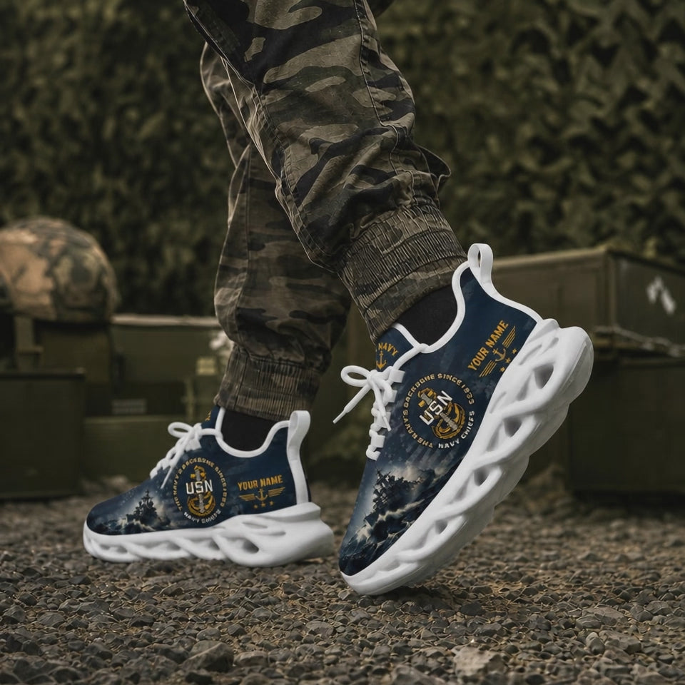 Custom Name US Navy Veteran Max Soul Shoes, Veteran Sneaker