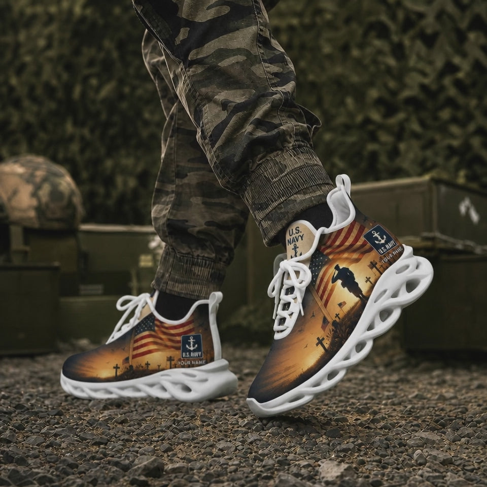 Custom Name US Army Memorial Soldier Max Soul Shoes, Veteran Sneaker