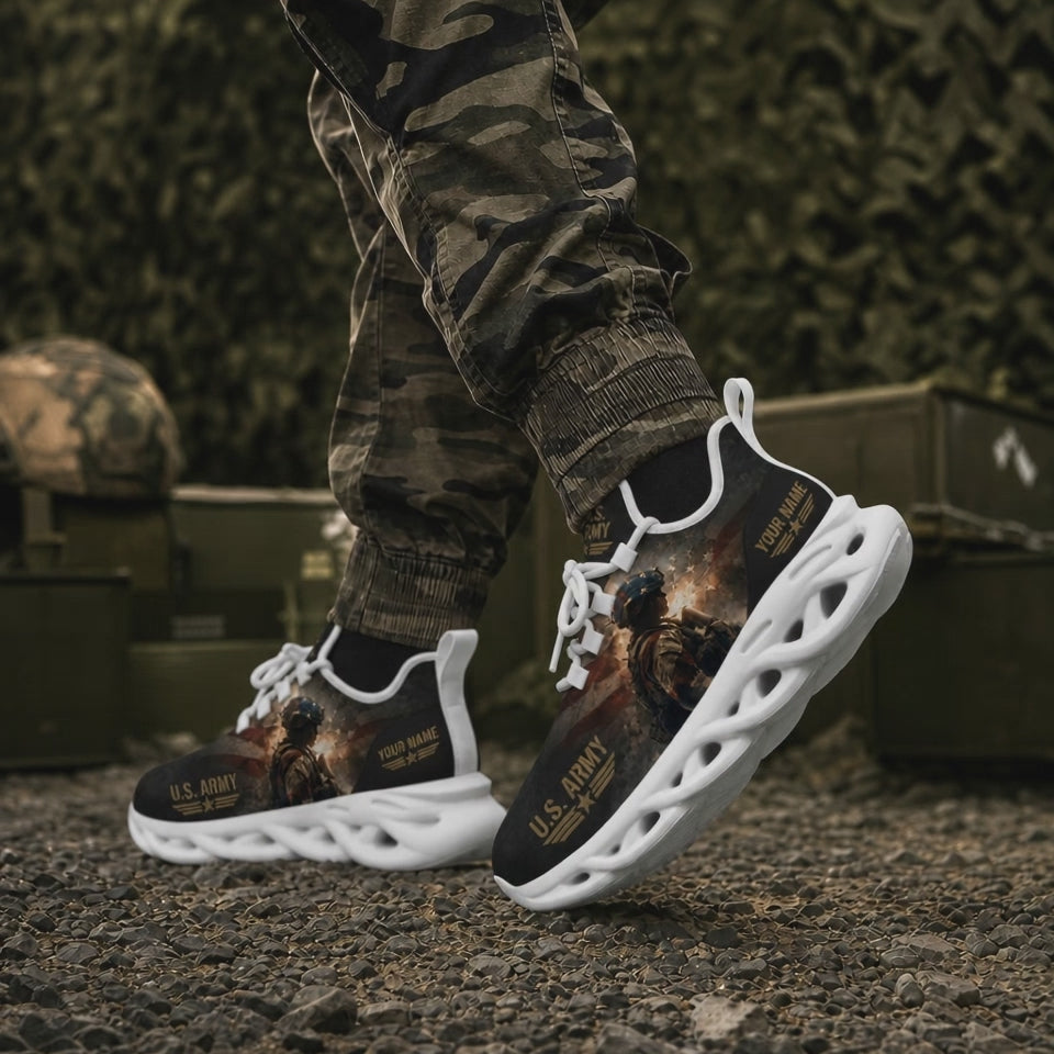 Custom Name US Army Soldier Max Soul Shoes, Veteran Sneaker