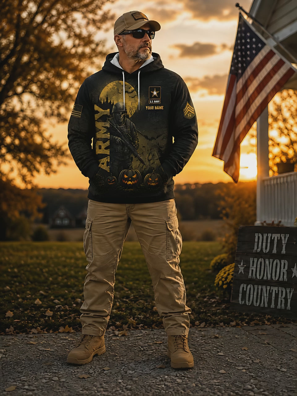 Custom US Army Halloween Veteran Hoodie