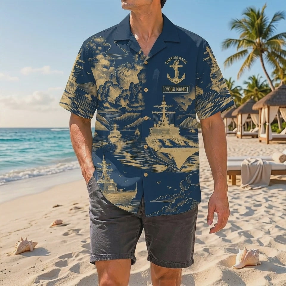 Official Product Showcase Video: Custom Navy Cobalt Veteran Hawaiian Shirts