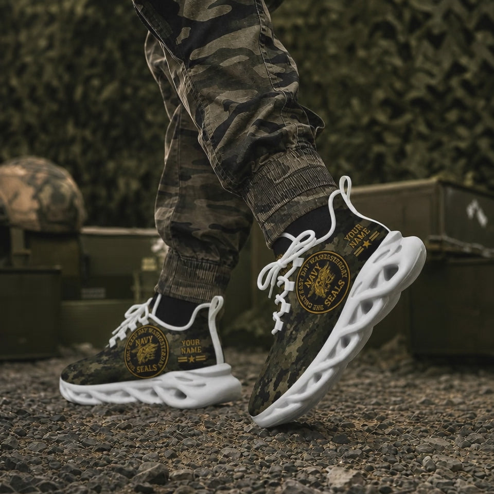 Custom Name Navy Seals Veteran Max Soul Shoes, Veteran Sneaker