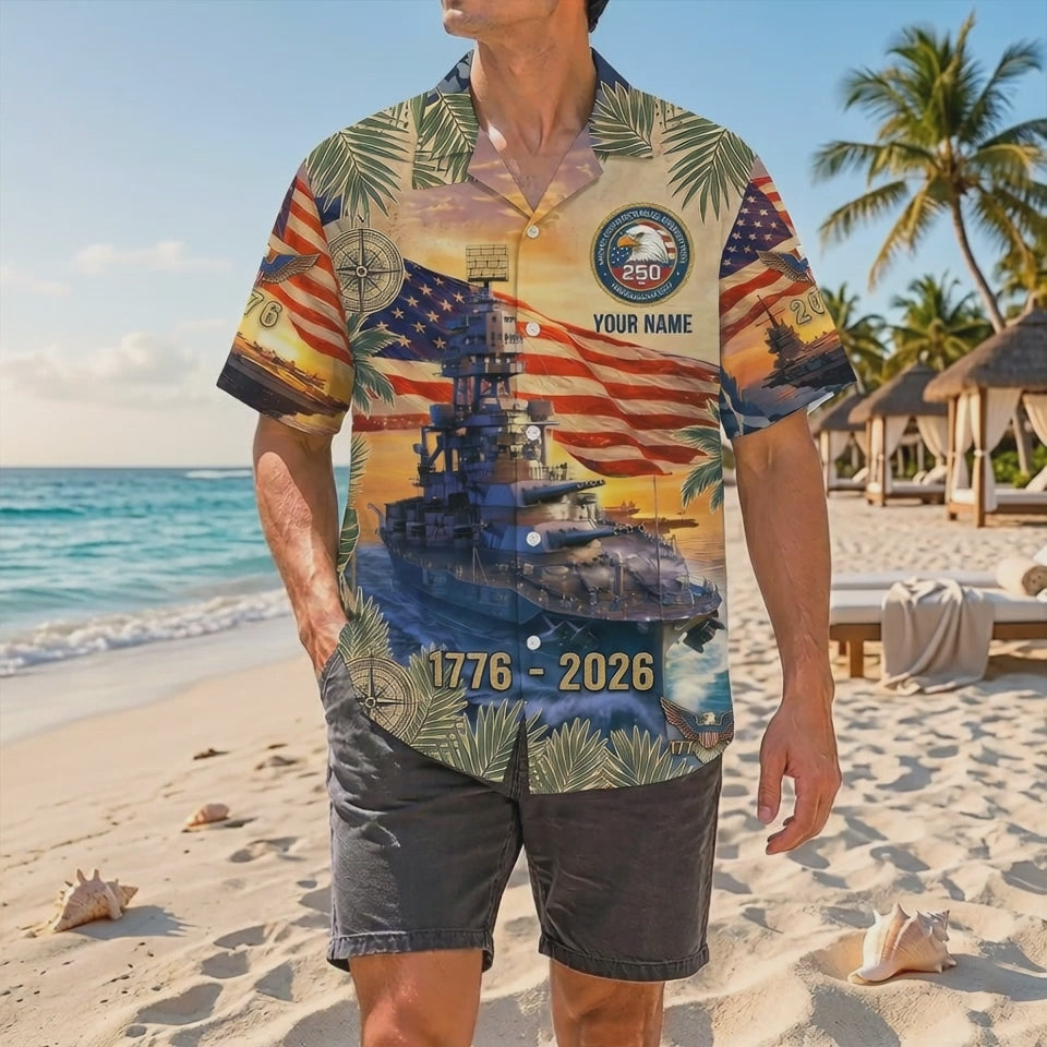 Official Product Showcase Video: Custom Navy Veteran Homeward Bound 250 Years of Freedom Hawaiian Shirts