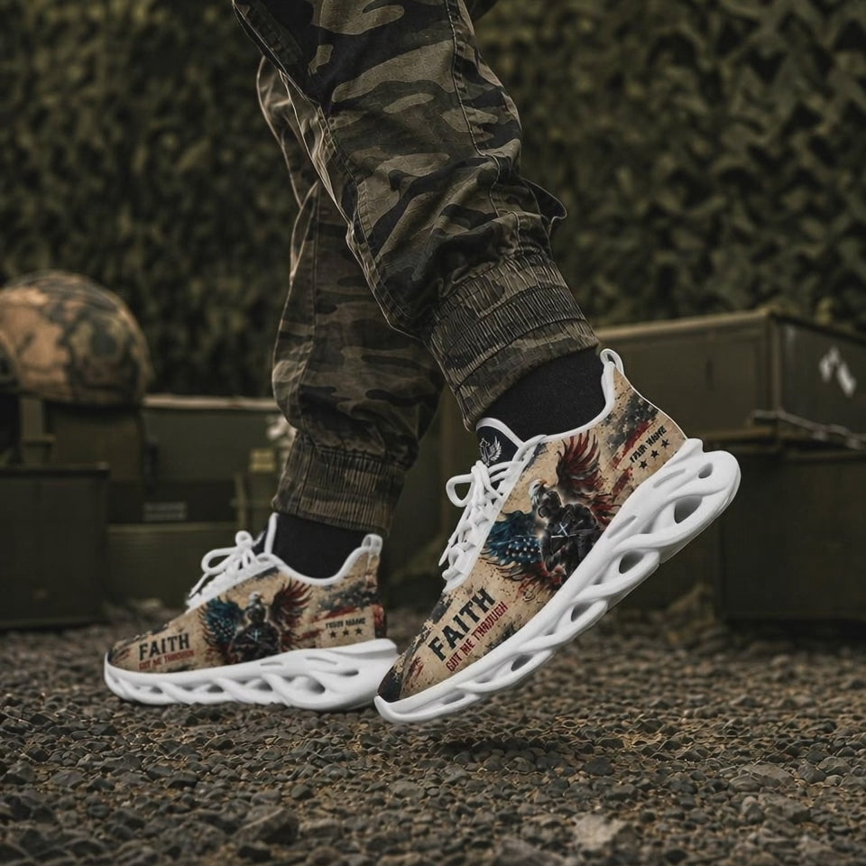 Custom Name Faith Eagle Veteran Max Soul Shoes, Veteran Sneaker