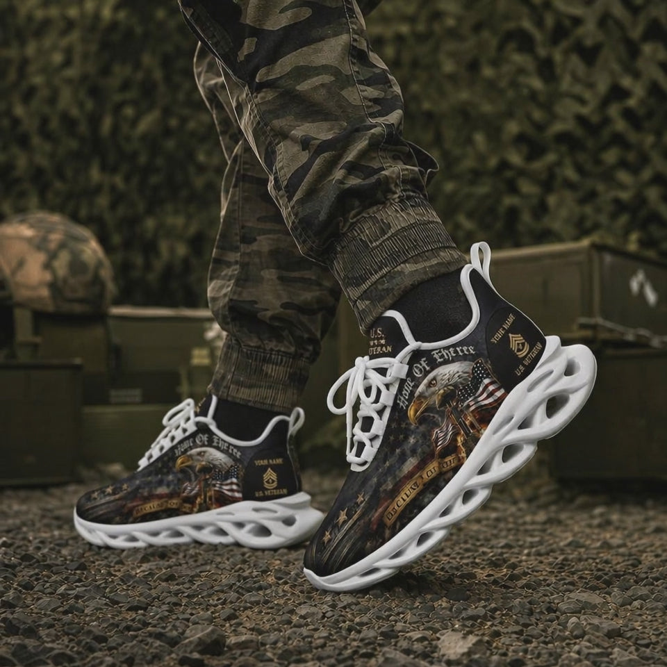 Custom Name Home Of The Free Veteran Max Soul Shoes, Veteran Sneaker