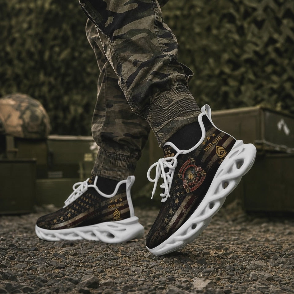 Custom Name US Marine Corps Veteran Max Soul Shoes, Veteran Sneaker