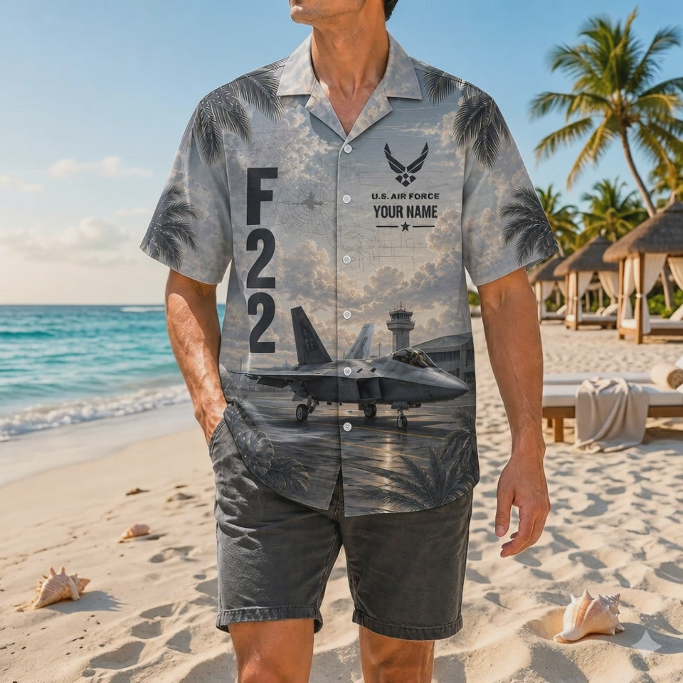 Video preview highlighting the realistic stealth grey tones, detailed runway reflections, personalized military name customization, and premium resort fabric quality