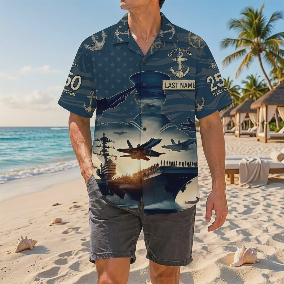Official Product Showcase Video: Custom Navy Veteran 250 Years of Freedom Heroes Within Hawaiian Shirts