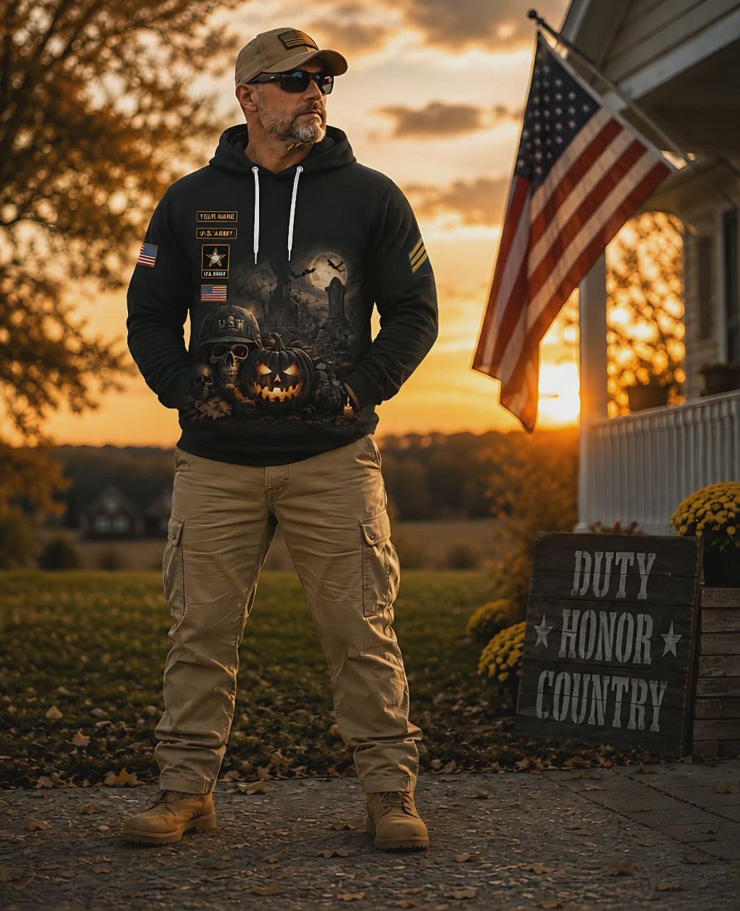 Custom Army Halloween Military Skull Hoodie
