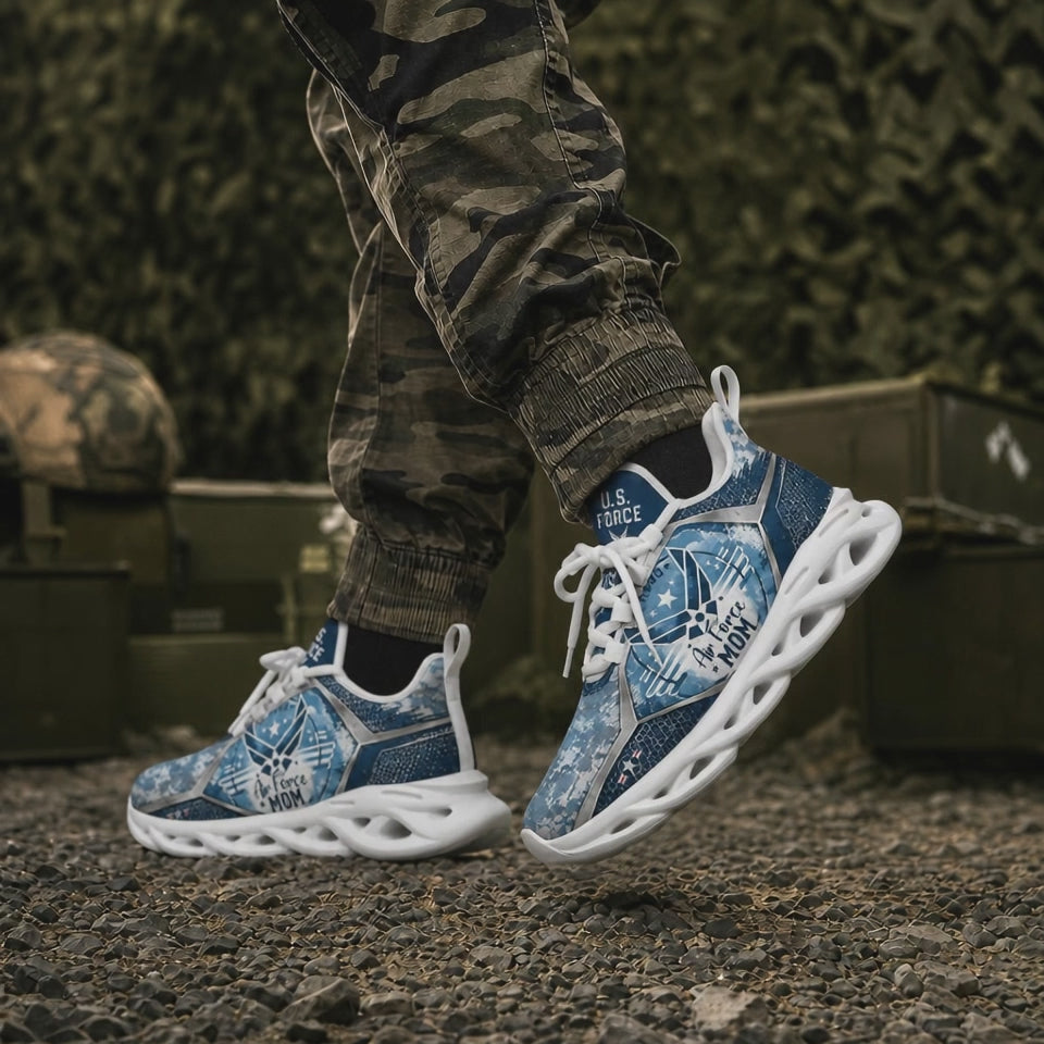 Custom Name Navy Mom Compass Max Soul Shoes, Veteran Sneaker
