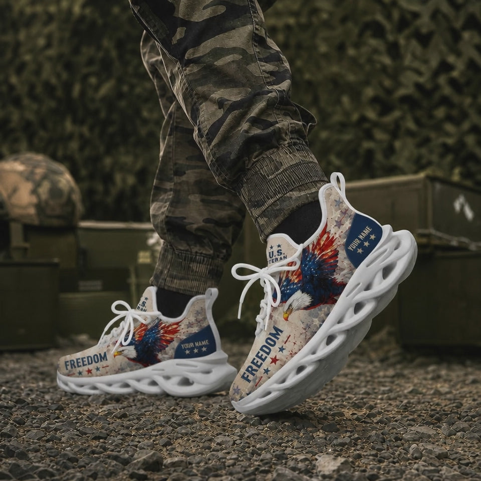 Custom Name Freedom Eagle Max Soul Shoes, Veteran Sneaker