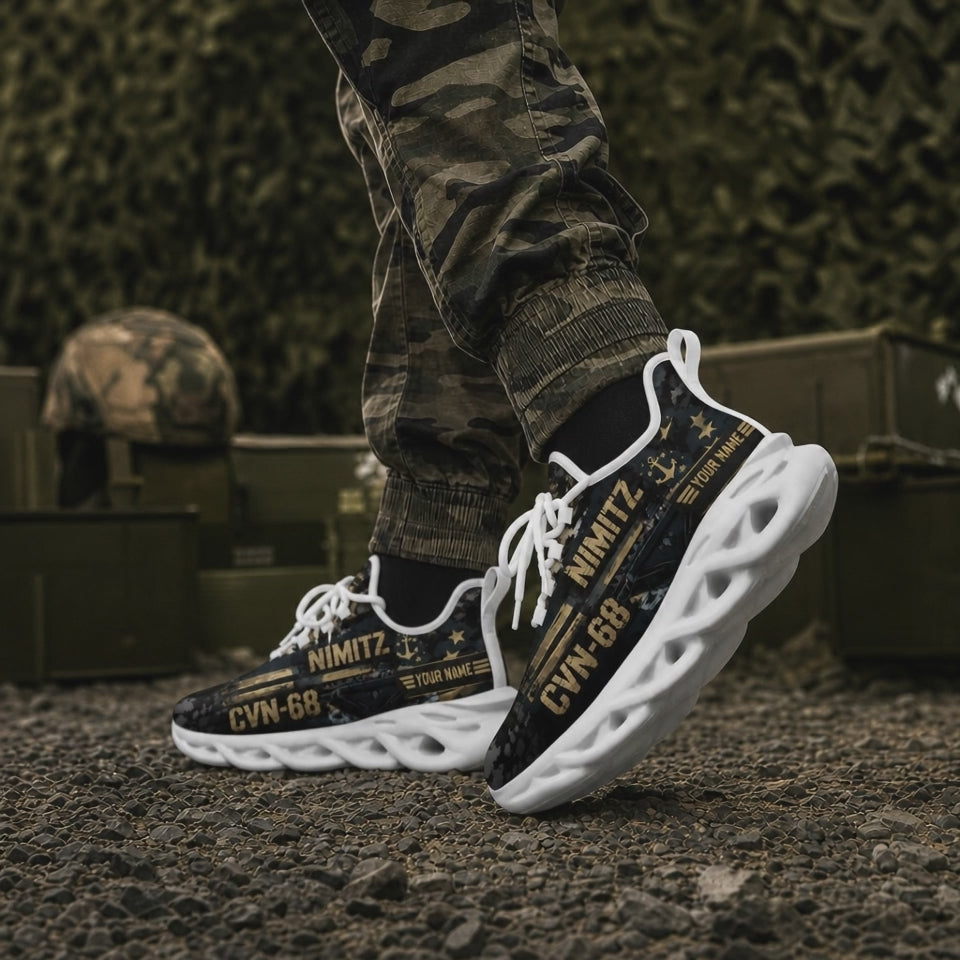 Custom Name CVN 68 Nimitz Veteran Max Soul Shoes, Veteran Sneaker