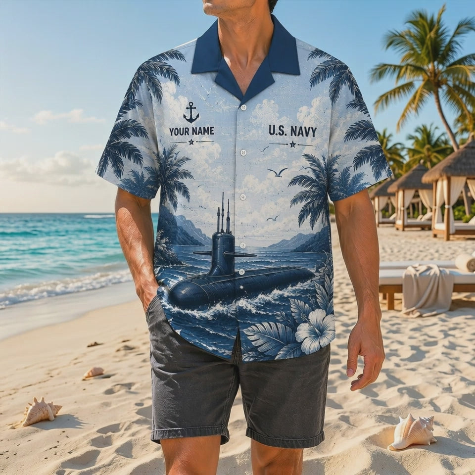 Video preview displaying the rugged indigo blue printing, premium fabric texture, detailed officer skull graphic, and relaxed fit of the custom shirt