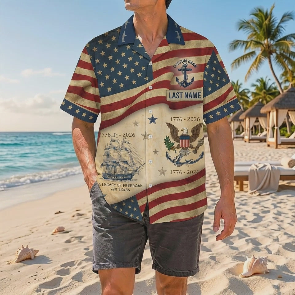 Official Product Showcase Video: Custom Navy Veteran Hawaiian Shirts Heritage Flag Edition