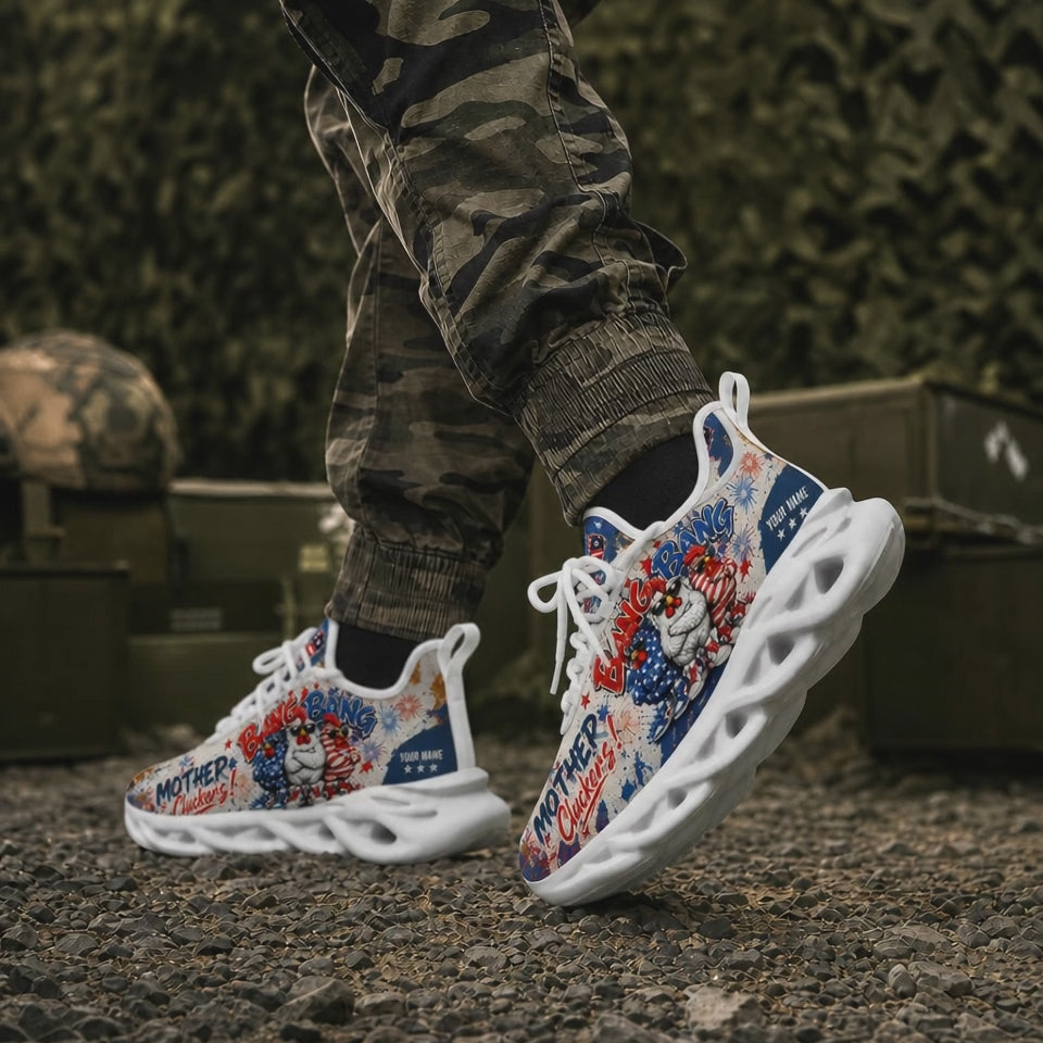 Custom Name Mother Cluckers Chicken Max Soul Shoes, Veteran Sneaker