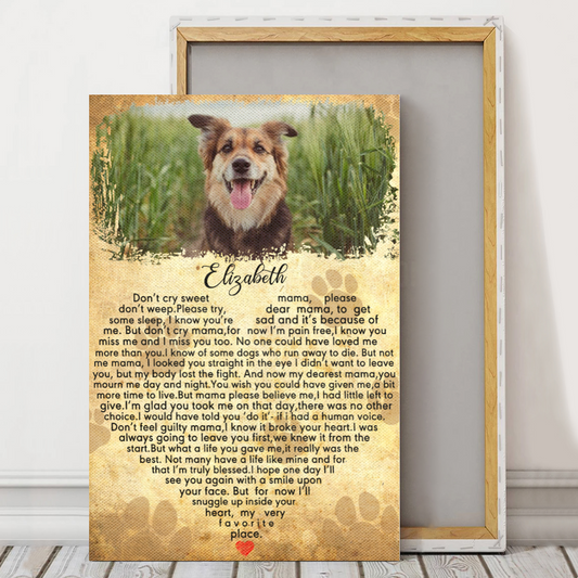 Personalized Canvas/Poster Prints for Friends/Pet Lovers - Best Gift Personalized With Your Own Photos - Don't cry sweet mama