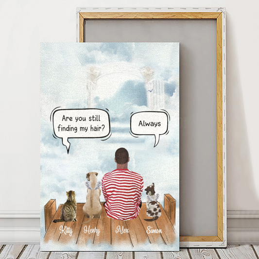 Personalized Canvas/Poster for Pet Lovers - Best Gift with custom Name/Pets breed/Hair/Skin - Dad's conversation with Pets - (Up to 3 Pets/Dogs/Cats)