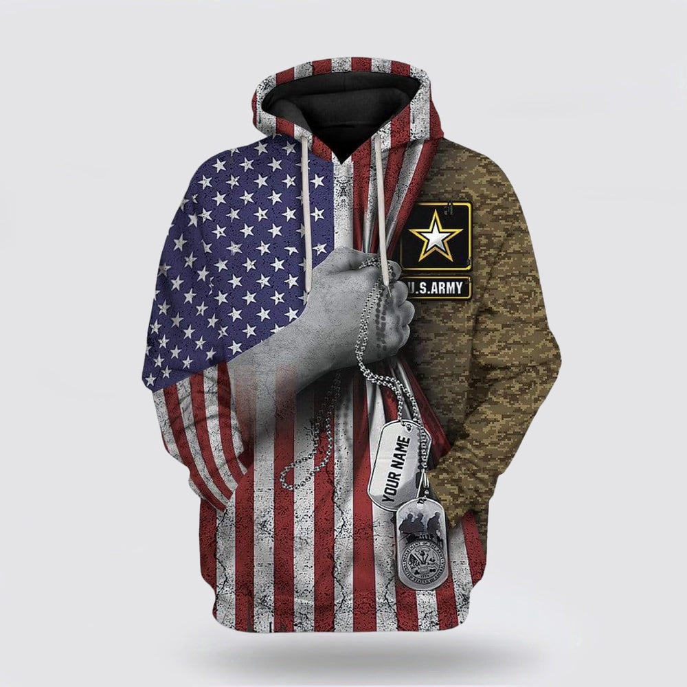Us Army Hoodie, 3D Us Army Custom Name Hoodie