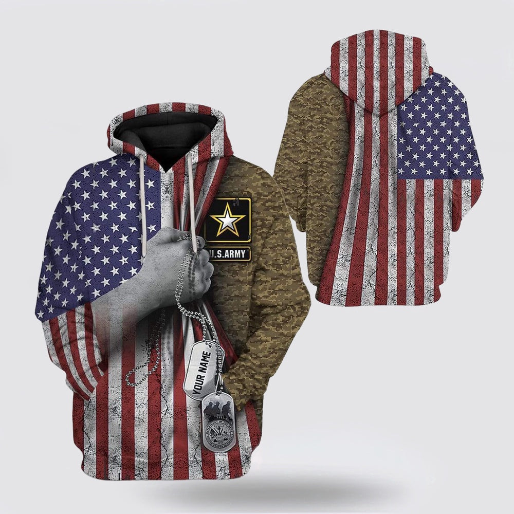 Us Army Hoodie, 3D Us Army Custom Name Hoodie