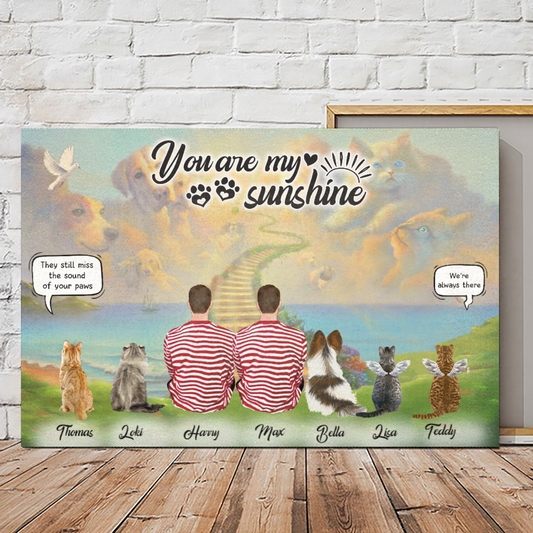 Personalized Canvas/Poster Prints For Friends/Pet Lovers - Unique Gift Custom With Dogs/Cats Breed & Names - Two Dads with Pets Conversation