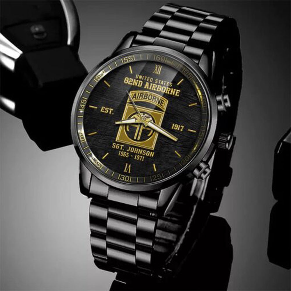 82nd Airborne Watch Personalized Name And Year, Watch Military, Veteran Watch, Dad Gifts, Military Style Watches
