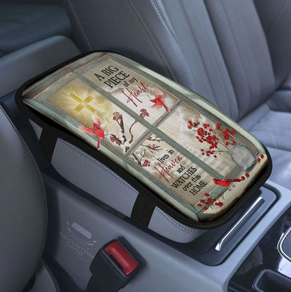 A Big Piece Of My Heart Hummingbird Car Center Console Cover, Christian Armrest Pad Cover, Religious Car Accessory