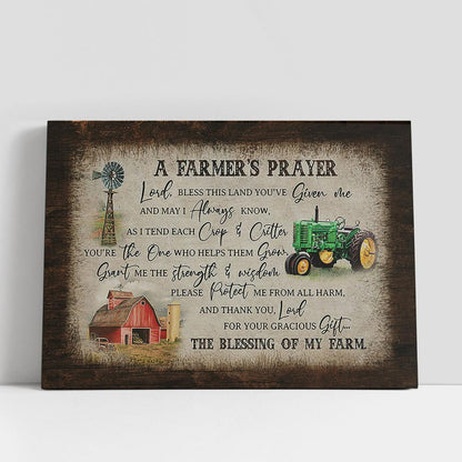 A Farmer's Prayer Electric Tricycle Red Barn Windmill Canvas Wall Art, Bible Verse Canvas, Religious Prints