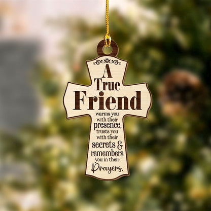 A True Friend Warms You With Their Presence Jesus Wood Christmas Ornament, Christmas Ornaments 2023