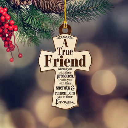 A True Friend Warms You With Their Presence Jesus Wood Christmas Ornament, Christmas Ornaments 2023