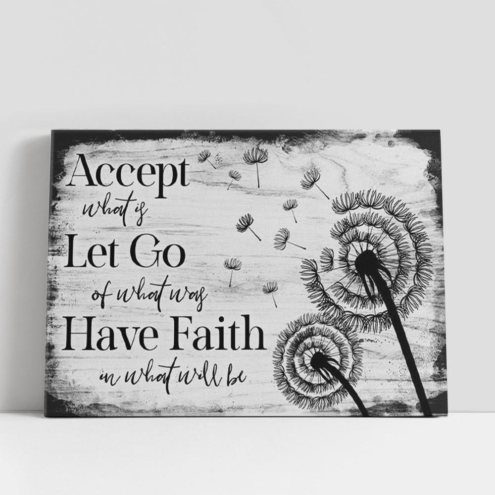 Accept Let Go Have Faith Canvas Wall Art, Dandelion, Christian Gifts Wall Decor